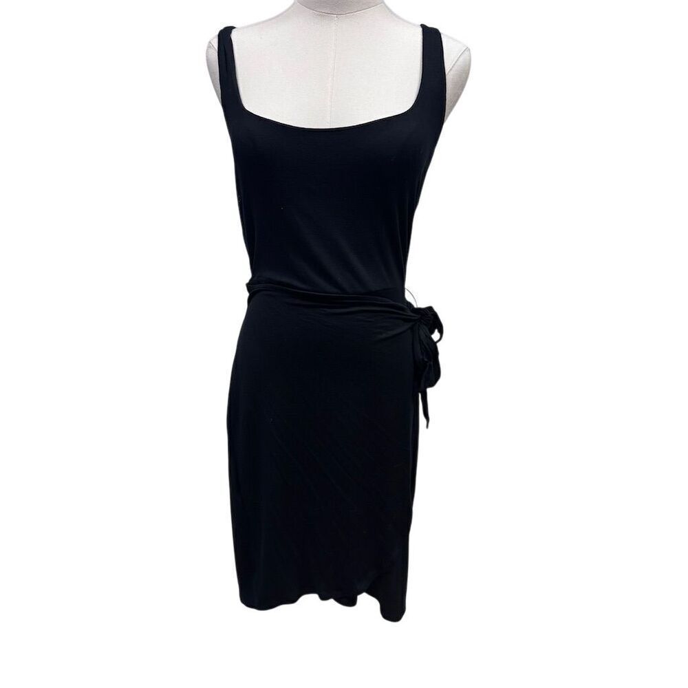 NWOT Bar III Women's Black Wrap Dress Sleeveless Knee Length Size L